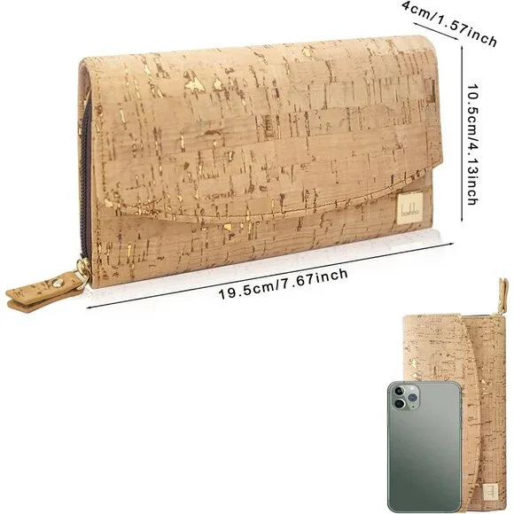 Vegan Cork Wallet Clutch for Women Large Capacity Phone Purse Gift